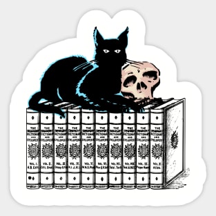 Black cat loves books Sticker